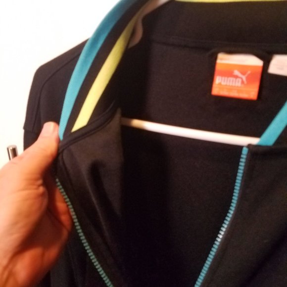 Puma track jacket - black w/ neon blue/yellow trim - Picture 6 of 6